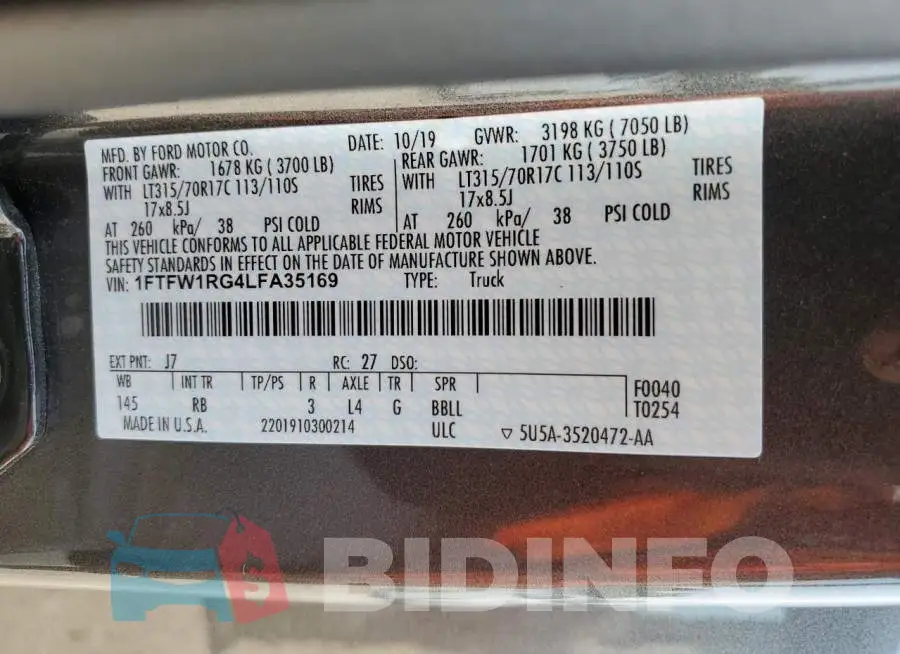 1FTFW1RG4LFA35169 Photo# 14