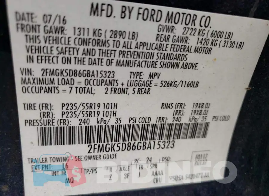 2FMGK5D86GBA15323 Photo# 13