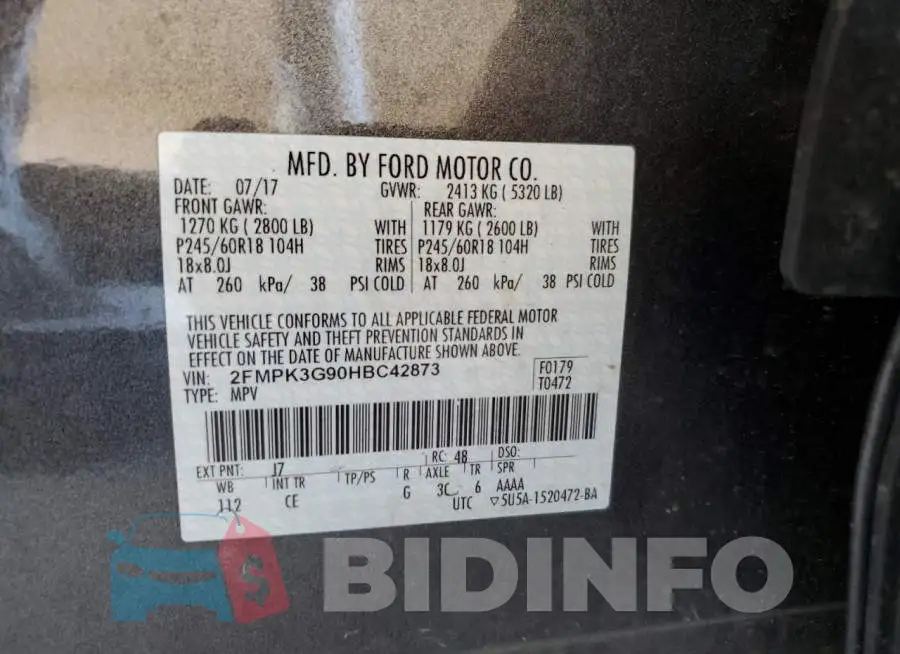 2FMPK3G90HBC42873 Photo# 12