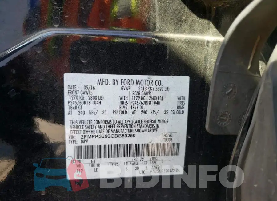 2FMPK3J96GBB89250 Photo# 12