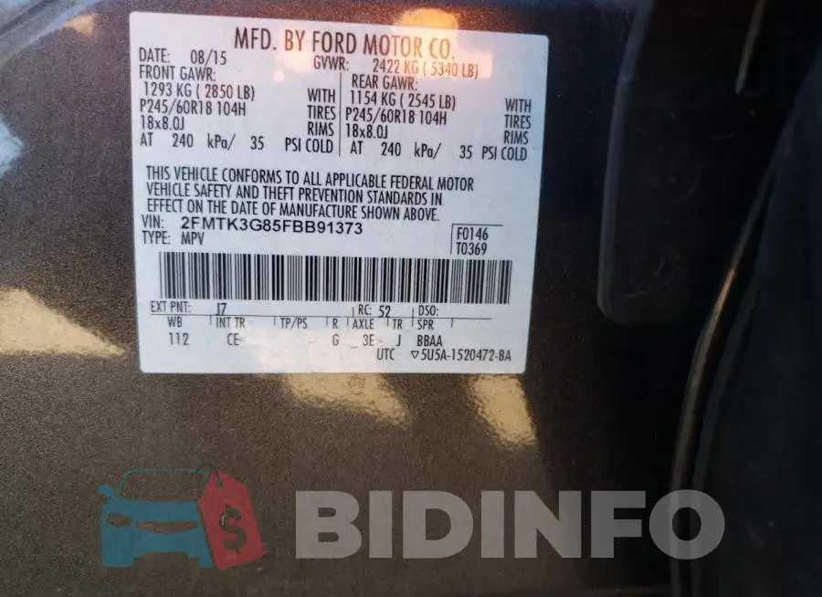 2FMTK3G85FBB91373 Photo# 12