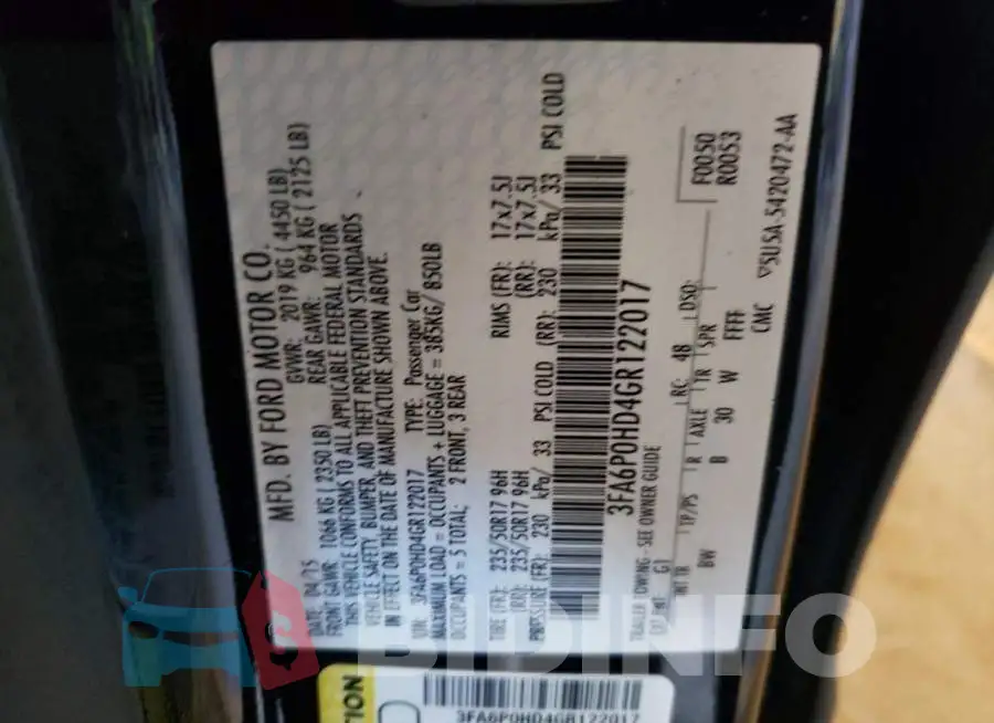 3FA6P0HD4GR122017 Photo# 12