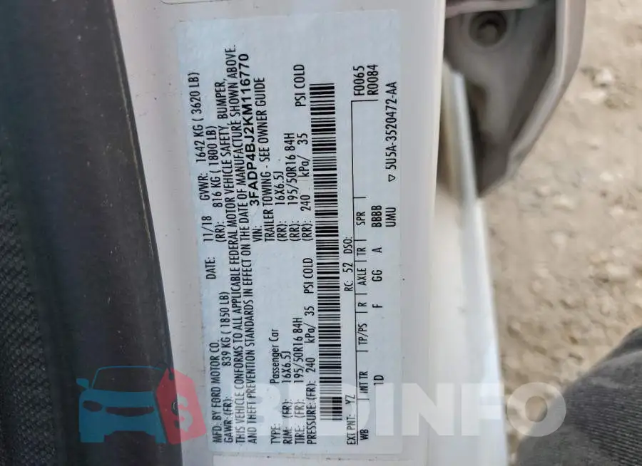 3FADP4BJ2KM116770 Photo# 12