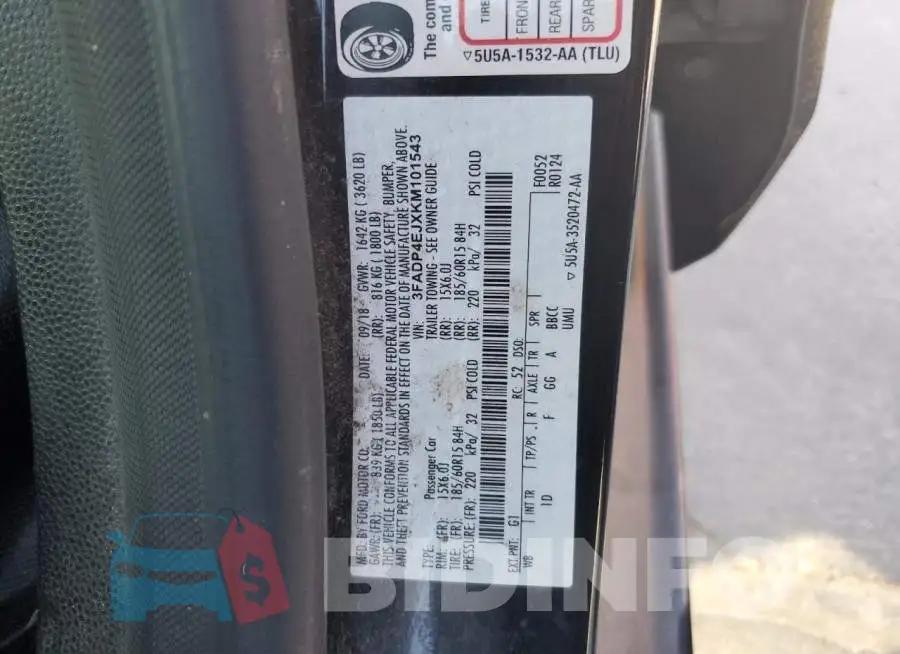 3FADP4EJXKM101543 Photo# 12
