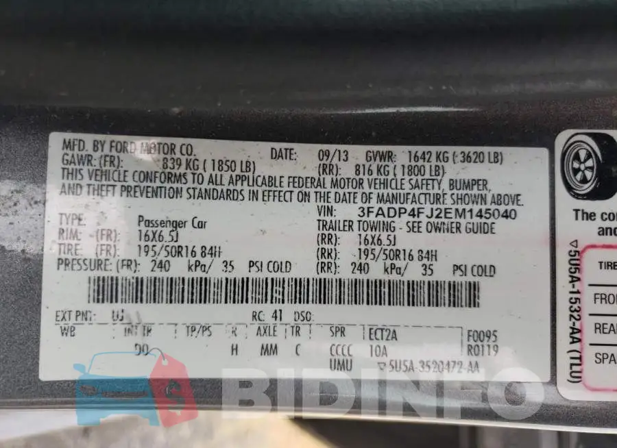 3FADP4FJ2EM145040 Photo# 13