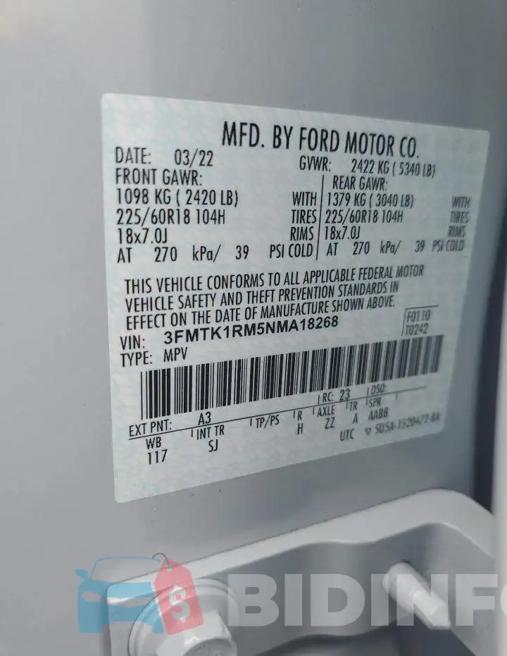 3FMTK1RM5NMA18268 Photo# 13