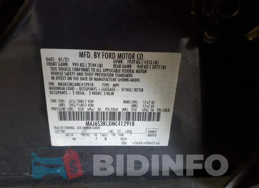 MAJ6S3KLXMC412918 Photo# 13