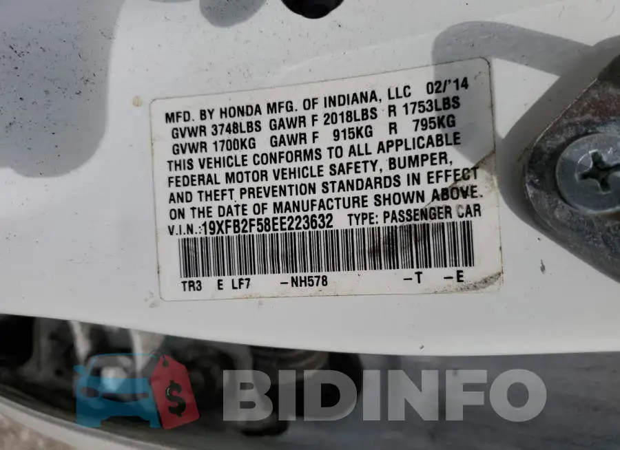 19XFB2F58EE223632 Photo# 12