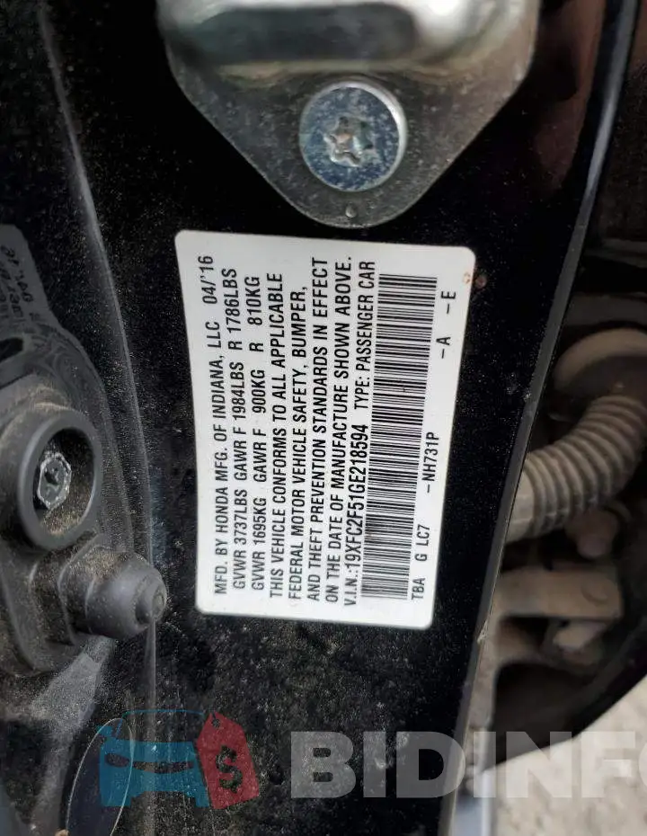 19XFC2F51GE218594 Photo# 13