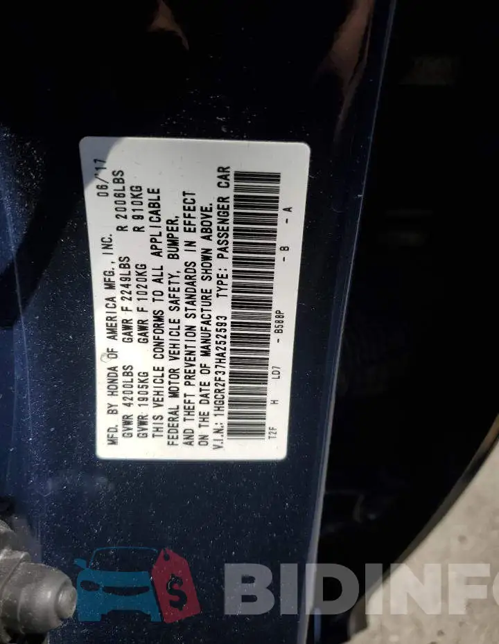 1HGCR2F37HA252593 Photo# 12