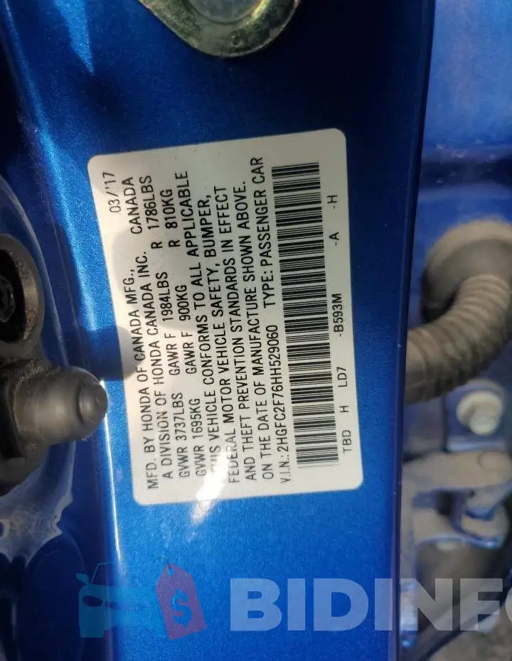 2HGFC2F76HH529060 Photo# 13