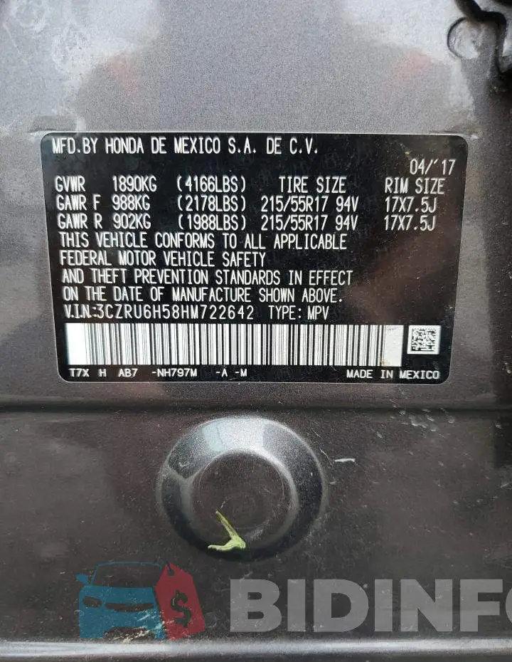3CZRU6H58HM722642 Photo# 12