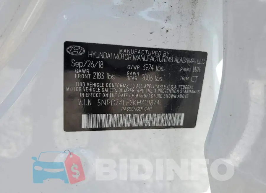 5NPD74LF2KH410874 Photo# 12