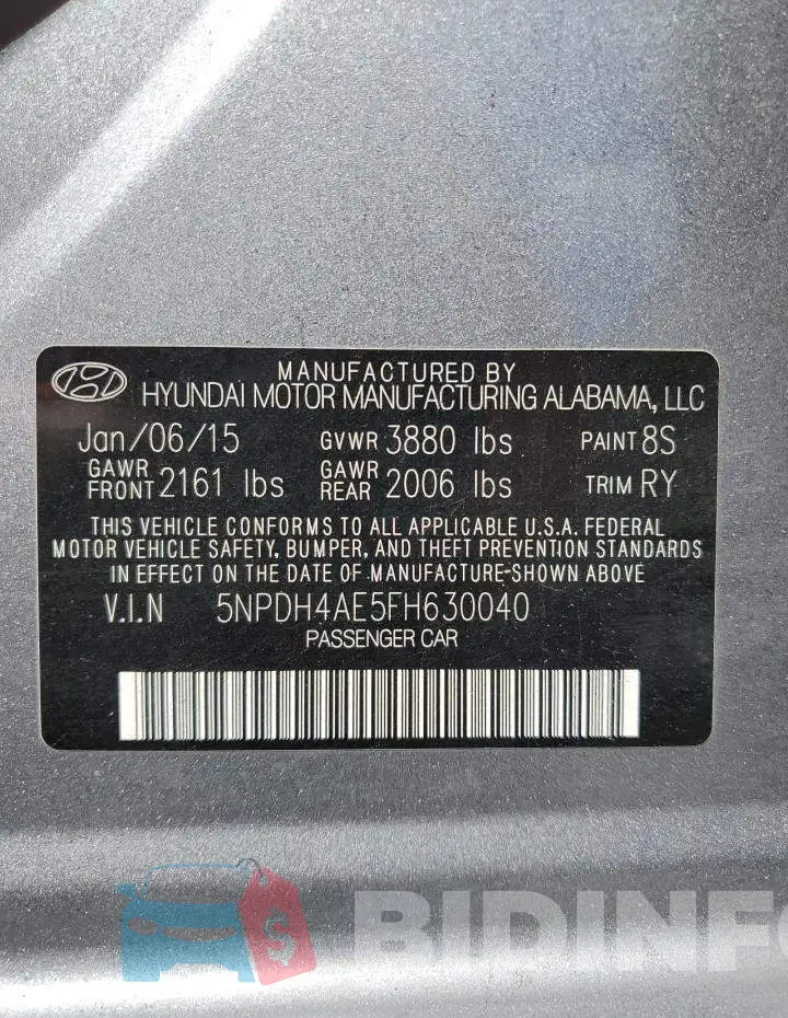 5NPDH4AE5FH630040 Photo# 12