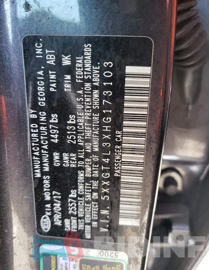 5XXGT4L3XHG173103 Photo# 12