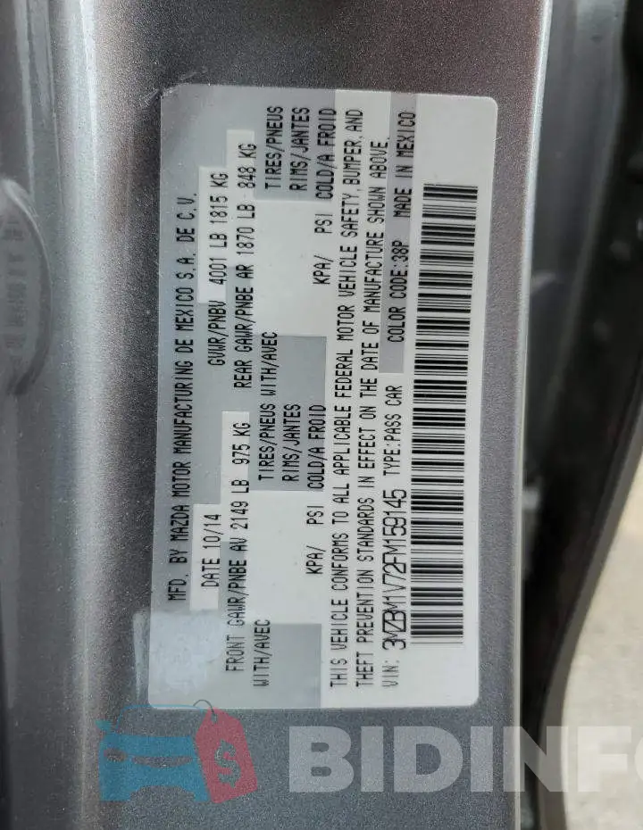 3MZBM1V72FM159145 Photo# 10