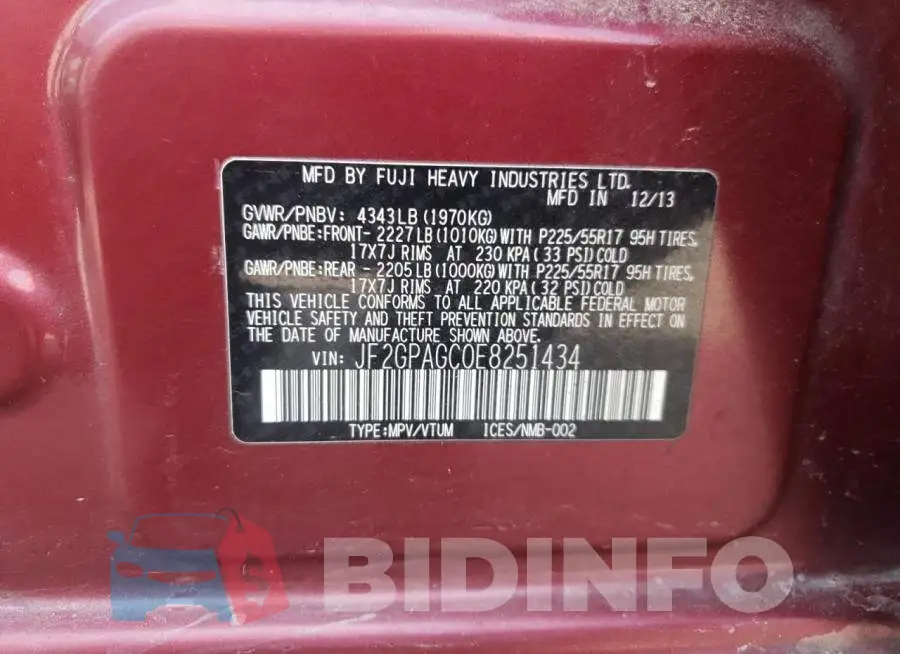 JF2GPAGC0E8251434 Photo# 13