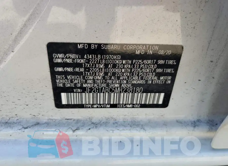JF2GTABC5MH238180 Photo# 13