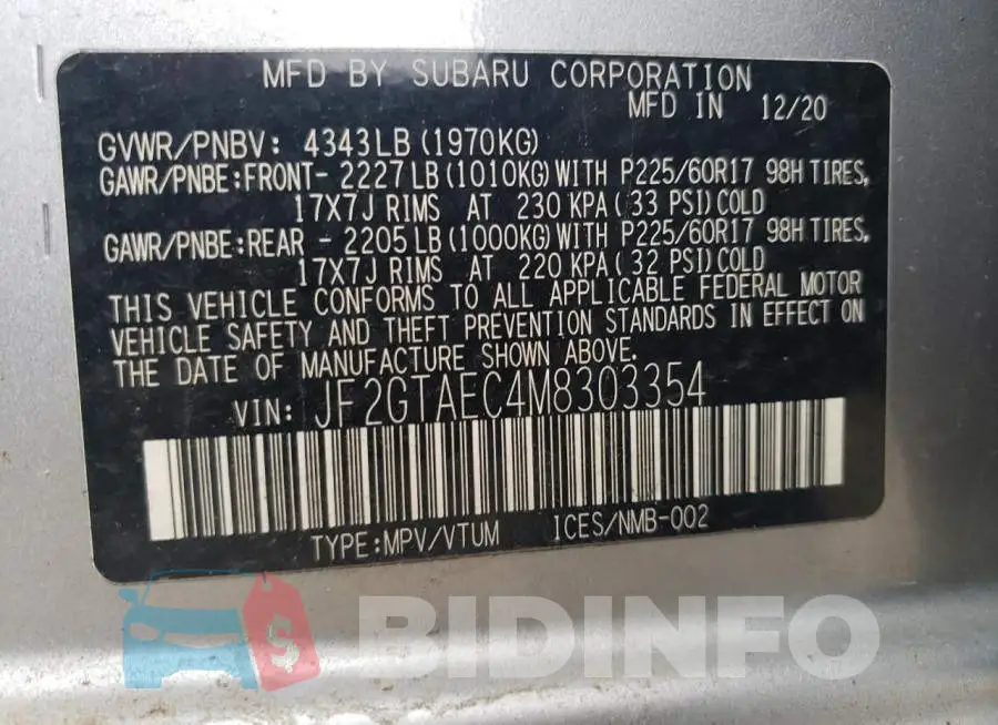 JF2GTAEC4M8303354 Photo# 12