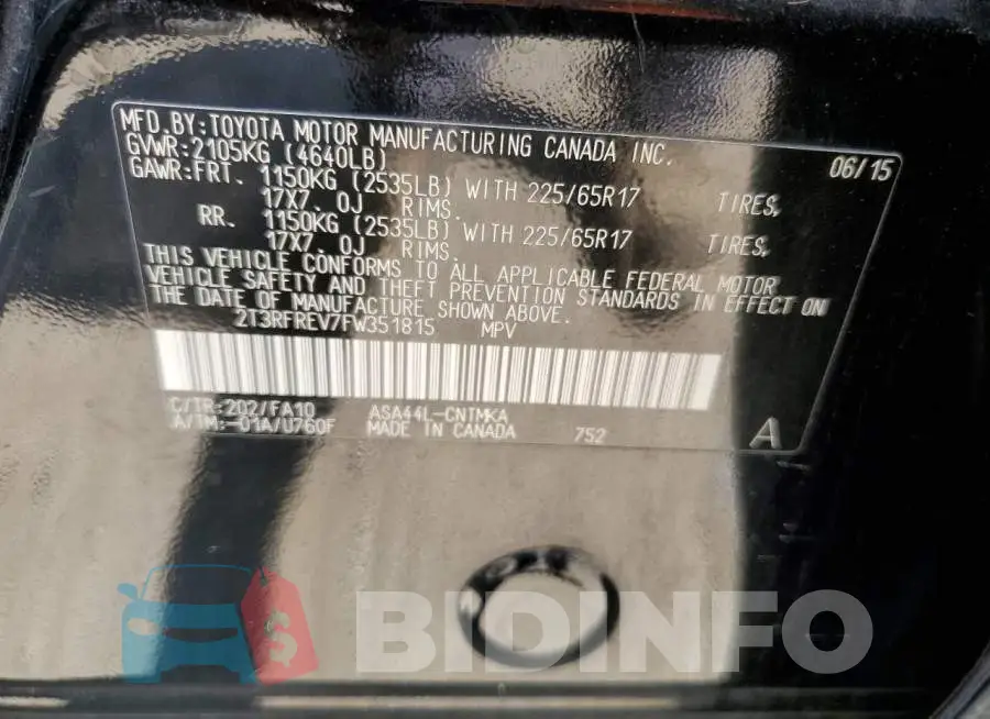2T3RFREV7FW351815 Photo# 13
