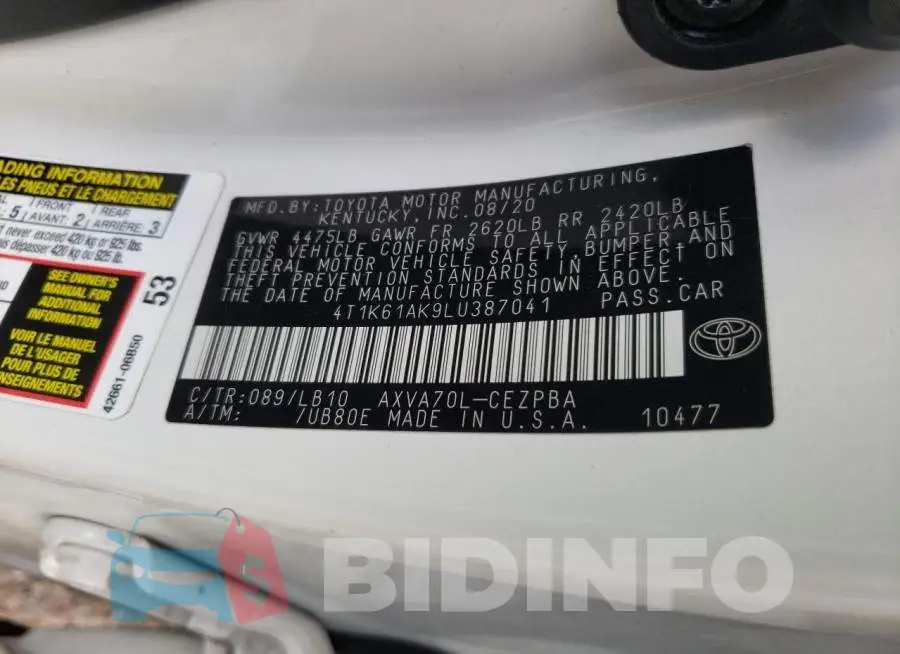 4T1K61AK9LU387041 Photo# 13