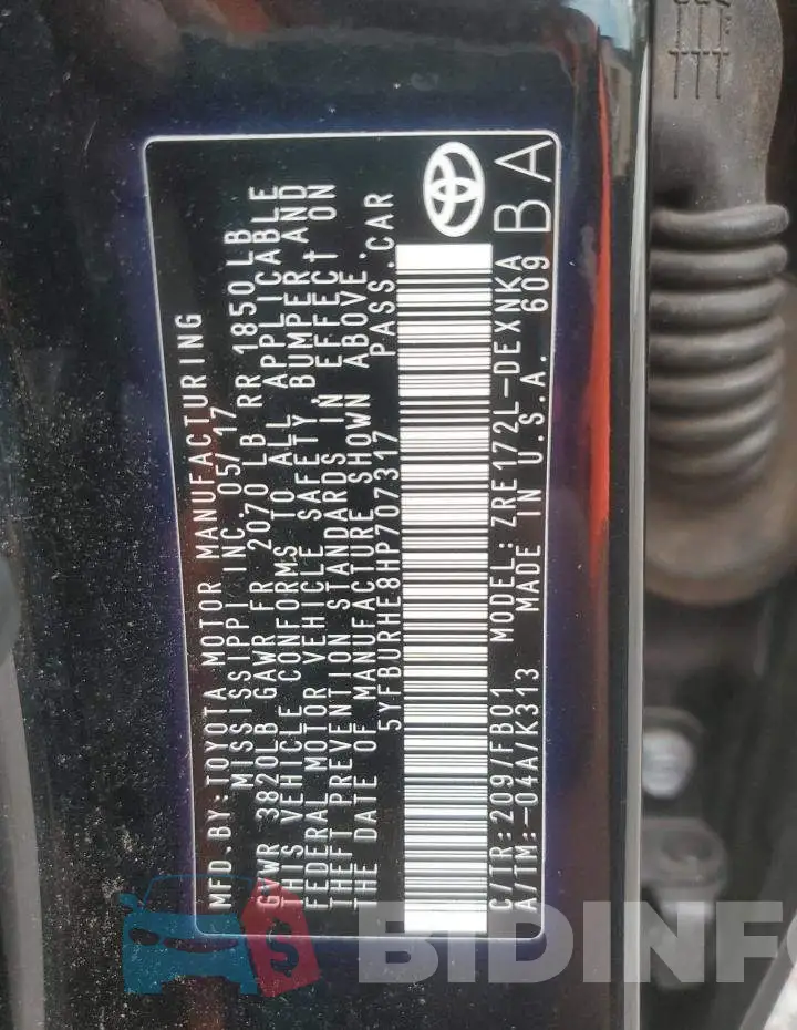 5YFBURHE8HP707317 Photo# 13