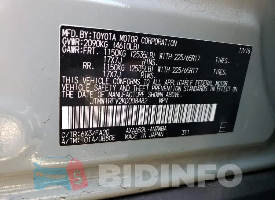 JTMW1RFV2KD008482 Photo# 13