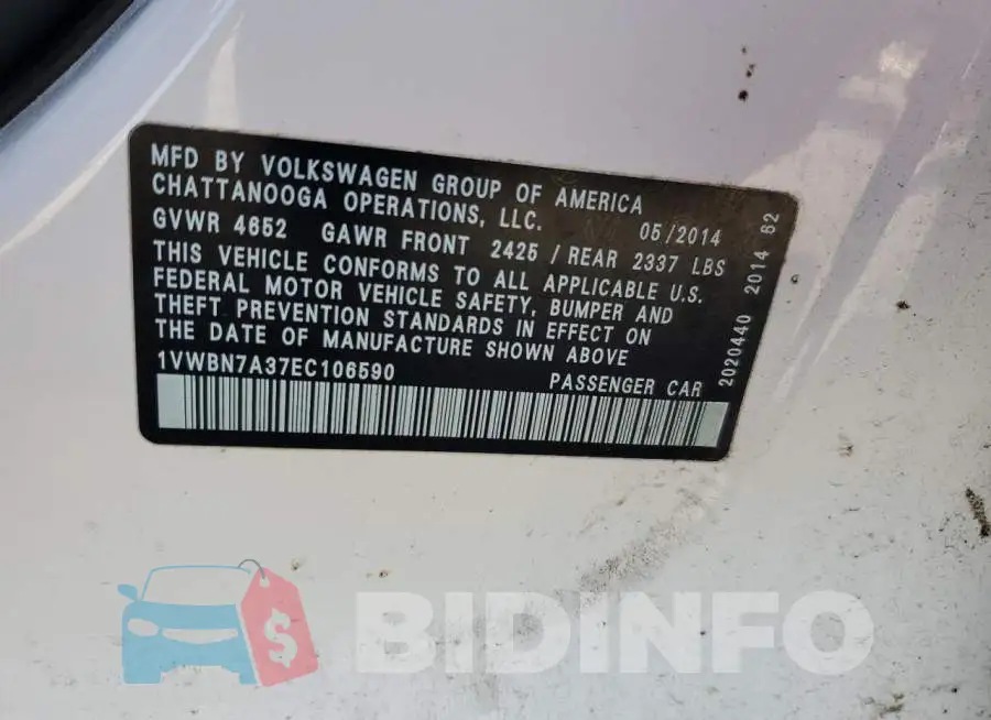 1VWBN7A37EC106590 Photo# 12