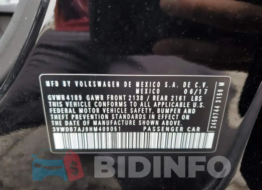 3VWDB7AJ9HM409051 Photo# 12