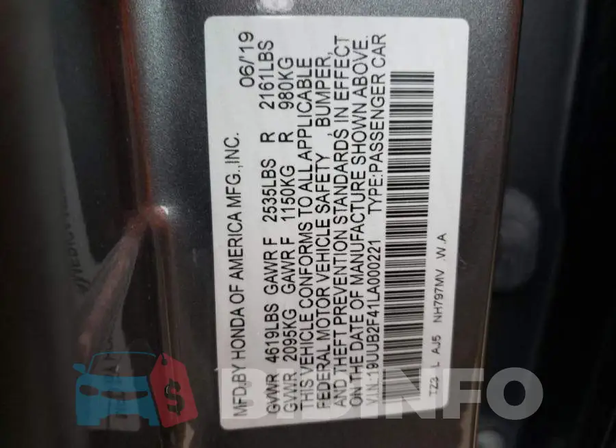 19UUB2F41LA000221 Photo# 10