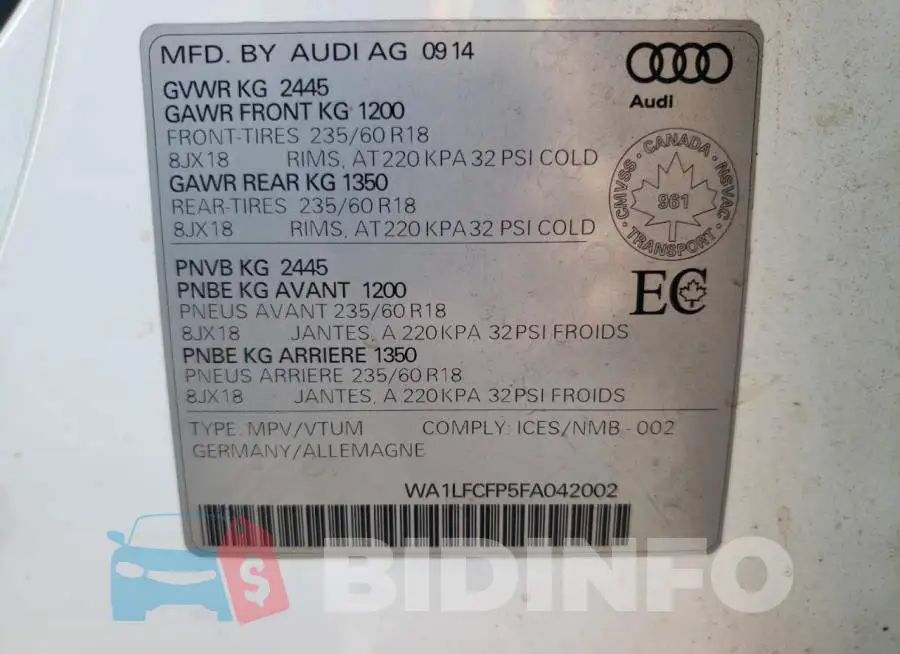 WA1LFCFP5FA042002 Photo# 13