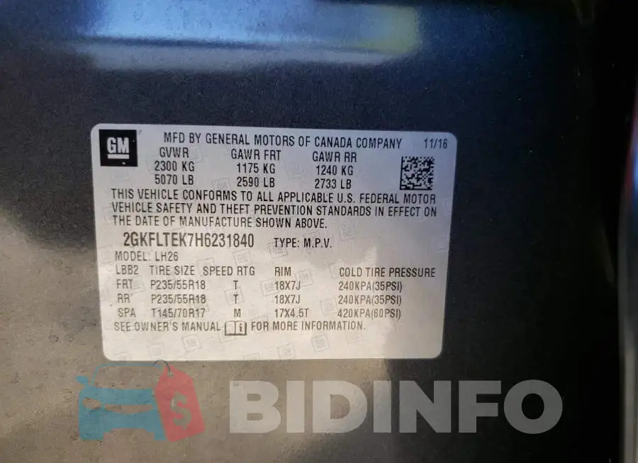 2GKFLTEK7H6231840 Photo# 13