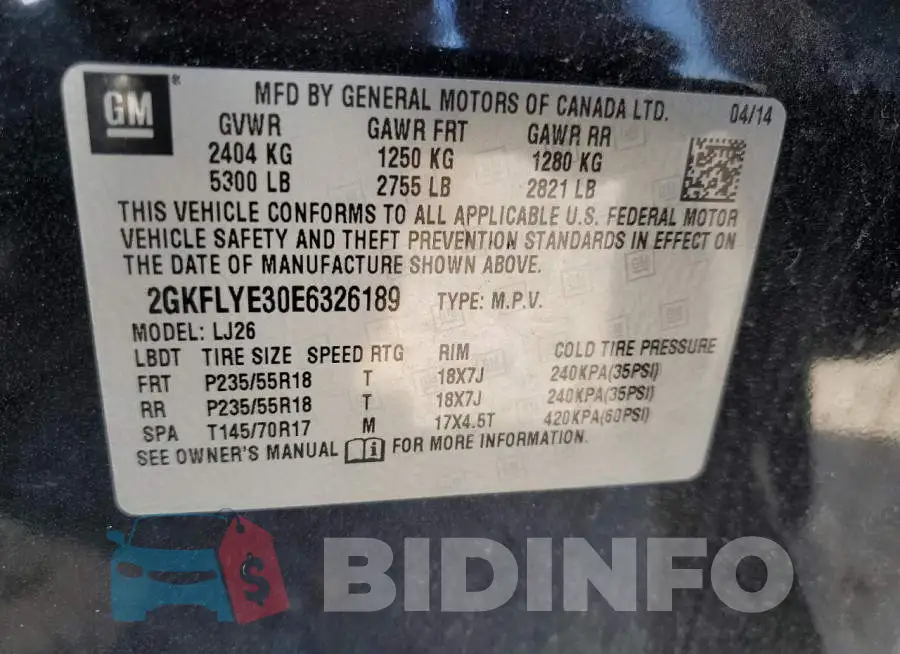 2GKFLYE30E6326189 Photo# 13