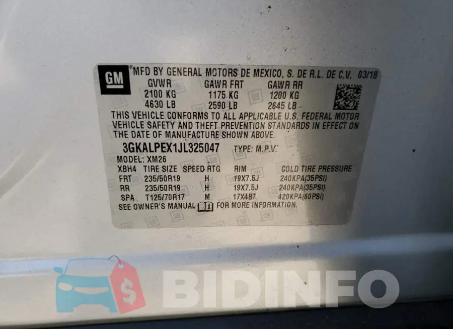 3GKALPEX1JL325047 Photo# 13