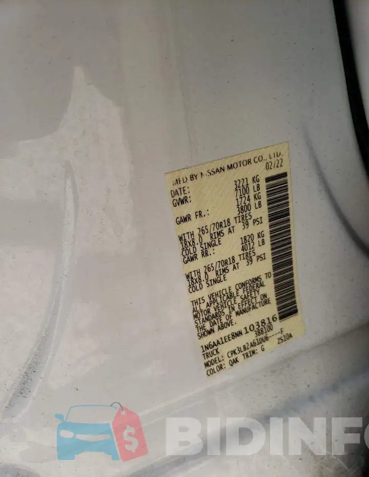 1N6AA1EE8NN103816 Photo# 13