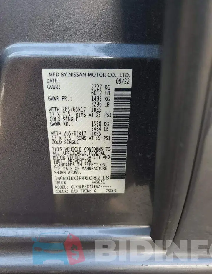 1N6ED1EK2PN608218 Photo# 12