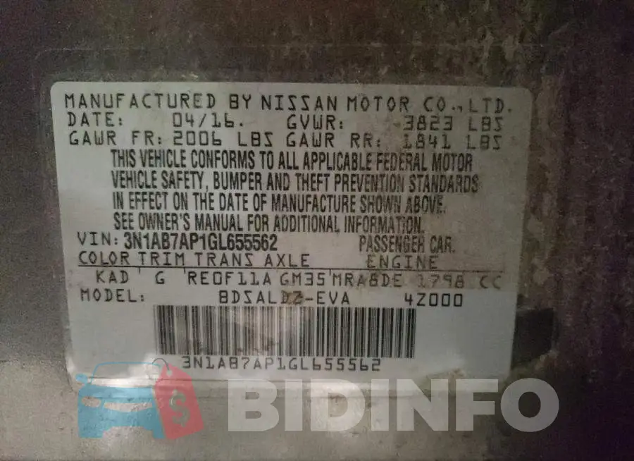 3N1AB7AP1GL655562 Photo# 12