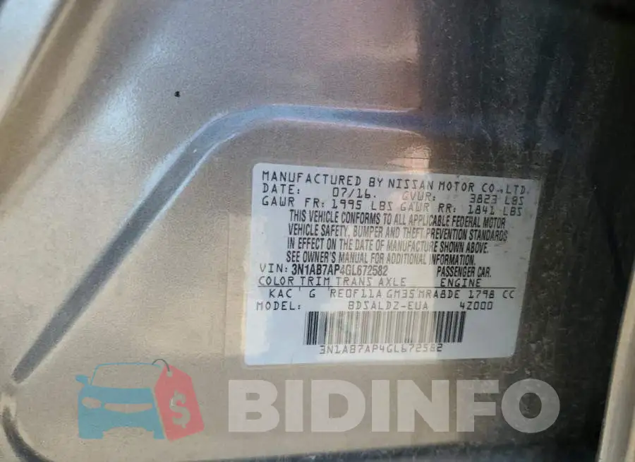 3N1AB7AP4GL672582 Photo# 12