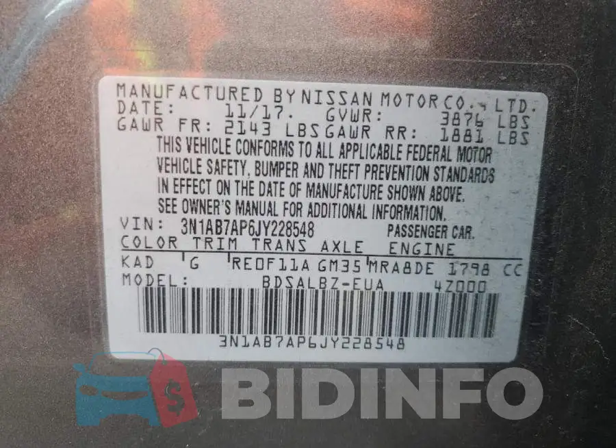 3N1AB7AP6JY228548 Photo# 12