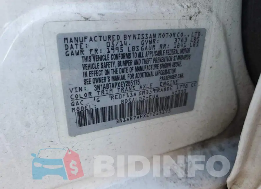3N1AB7APXEY255175 Photo# 12