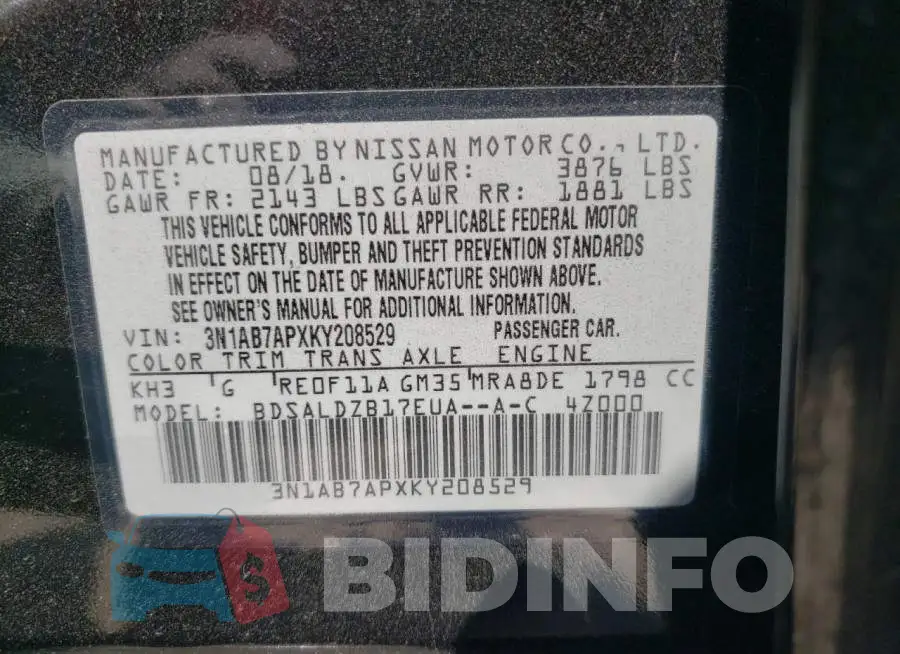 3N1AB7APXKY208529 Photo# 12
