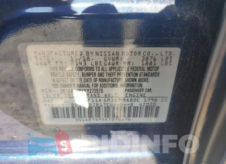3N1AB7APXKY270576 Photo# 13