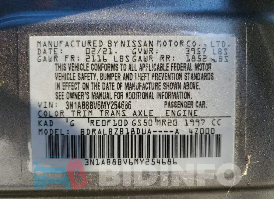 3N1AB8BV6MY254686 Photo# 13