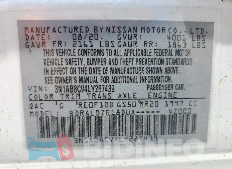 3N1AB8CV4LY287439 Photo# 12