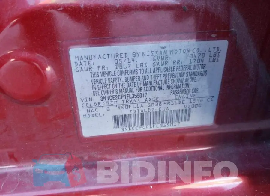 3N1CE2CP1FL355017 Photo# 12