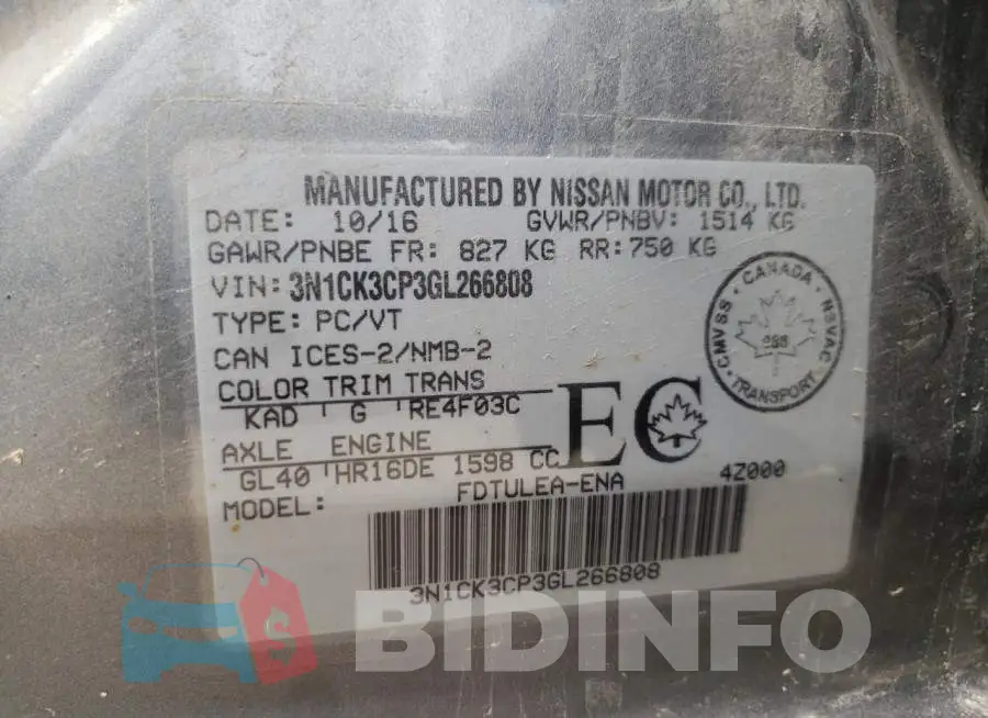 3N1CK3CP3GL266808 Photo# 13