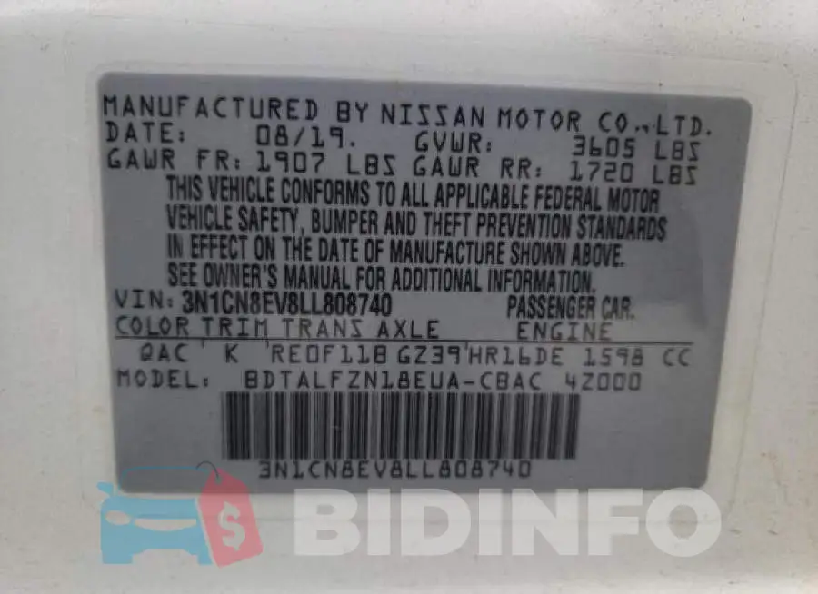 3N1CN8EV8LL808740 Photo# 12