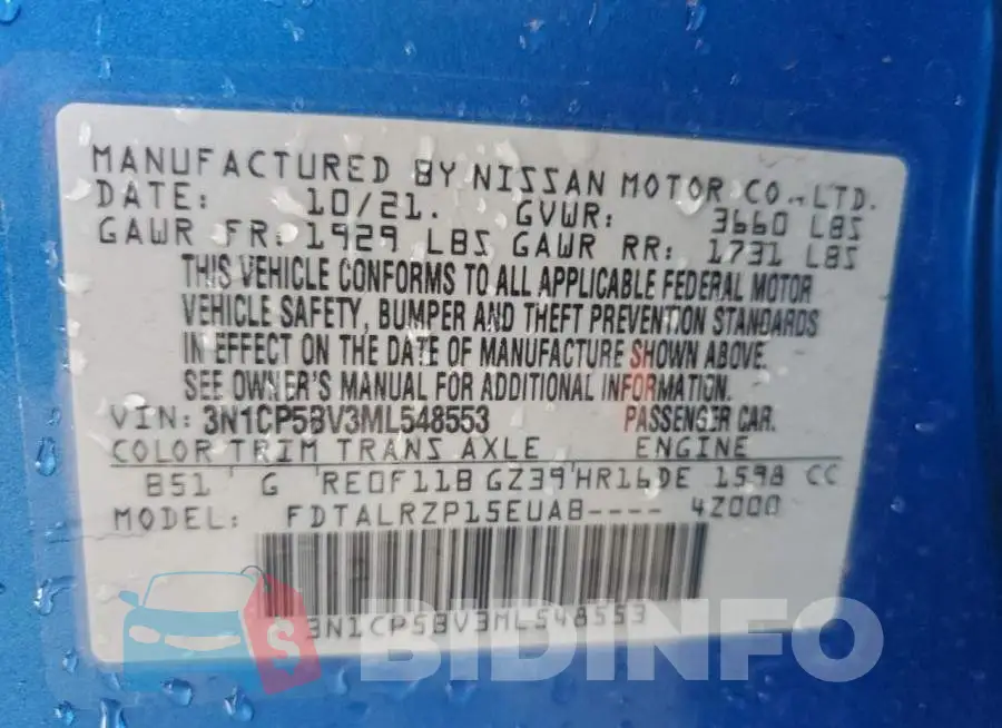 3N1CP5BV3ML548553 Photo# 13