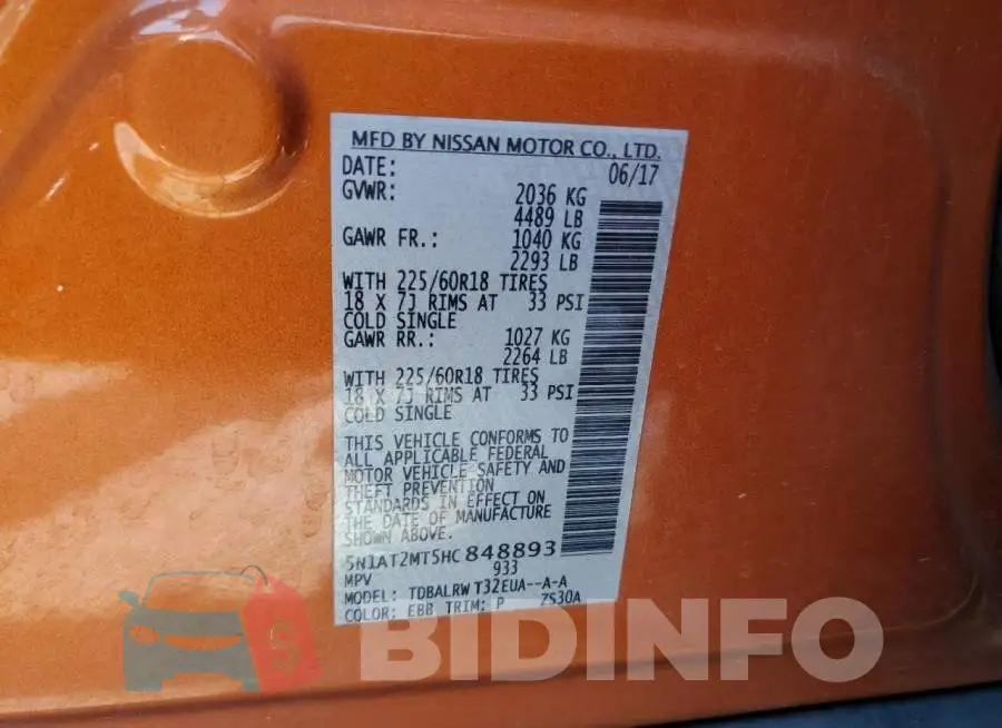 5N1AT2MT5HC848893 Photo# 13
