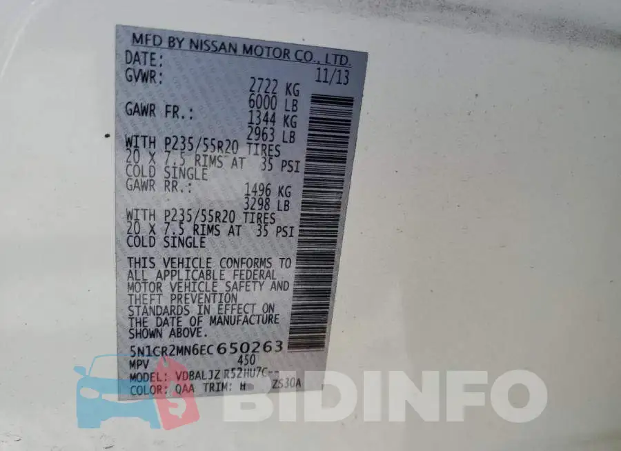 5N1CR2MN6EC650263 Photo# 13